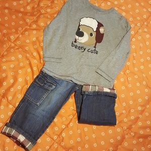 Gymboree Jeans (2T) & Beary Cute Shirt (3T)